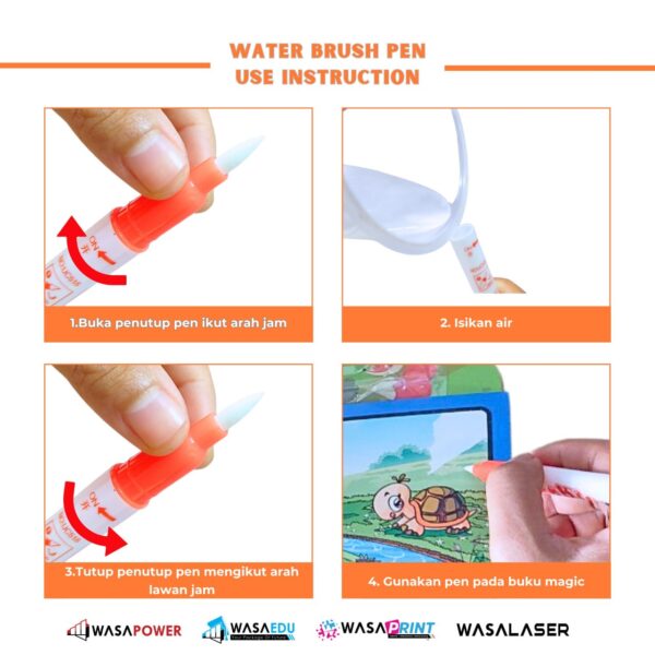 Buku Air Ajaib Kanak-Kanak (Magic Water Book) – Boleh Warna & Padam Semula | Umur 2 Tahun Ke Atas - Image 2