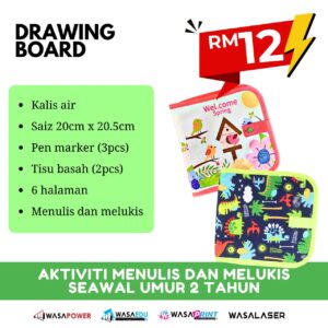 Buku Lukisan Boleh Padam  – 6 Muka Surat + Pen & Tisu