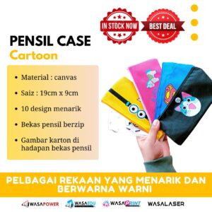 ✏️ Pencil Case Kartun Kanvas (Zip)
