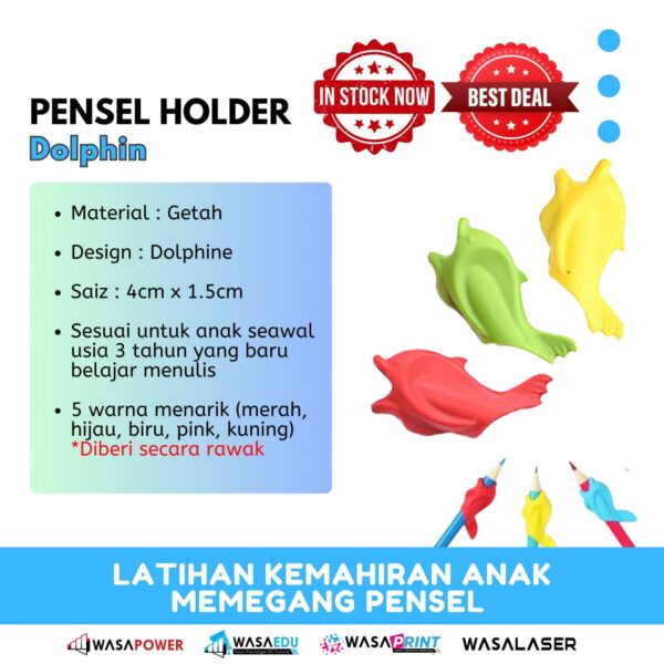 🐬 PENSEL HOLDER DOLPHIN – Bantu Anak Tulis dengan Betul Sejak Awal