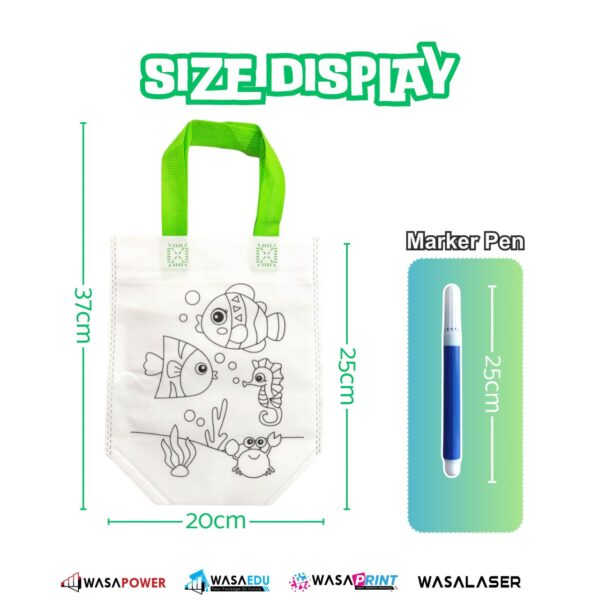 Beg Mewarna Kartun Kanak-Kanak (DIY Painting Bag) – Siap Dengan Pen Warna | Sesuai Untuk Hadiah & Aktiviti DIY - Image 3