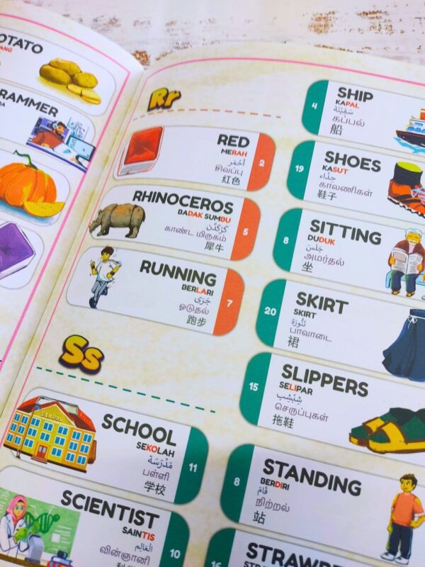 📘 100 Words Book - Buku Perkataan Bergambar (5 Bahasa) - Image 13